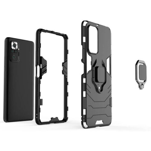Finger Ring Kickstand Armor Case Black Xiaomi Redmi Note 10 Pro ΘΗΚΕΣ OEM