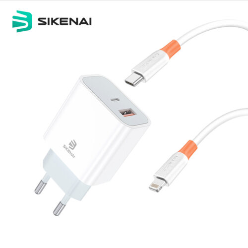 Sikenai Wall Charger 1x USB QC 1x USB Type-C 18W White (Με καλώδιο Lightning) ΦΟΡΤΙΣΤΕΣ Sikenai