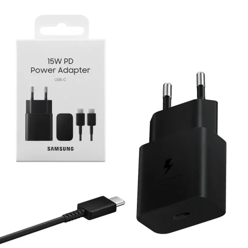 Samsung Fast Travel Φορτιστής 15W USB με Καλώδιο Type-C to Type-C Black ANDROID Samsung Original