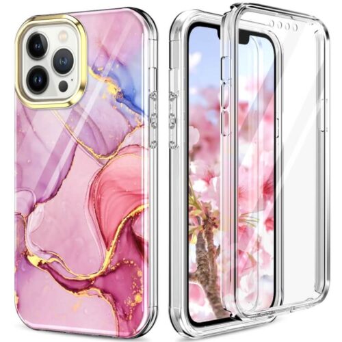 iPhone 13 Pro Max Full Body 360 Case Marble Luxury Pink IPHONE OEM