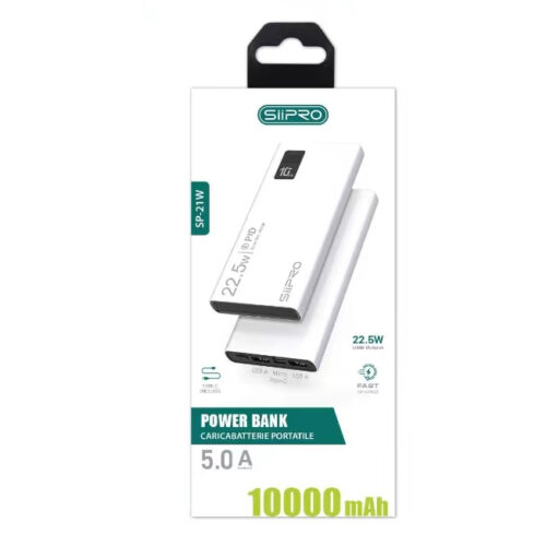 Siipro 1x PD USB-C 2x USB PowerBank 10000mAh White (SP-21W) POWER BANKS SIIPRO