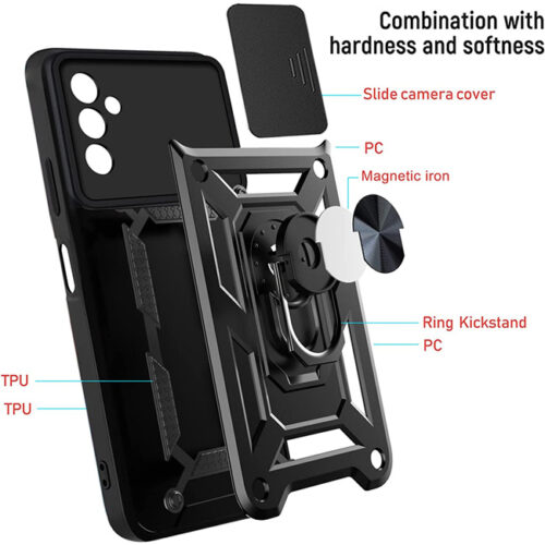 Combo Kickstand Slide Camera Case Silver Samsung Galaxy A34 ΘΗΚΕΣ OEM