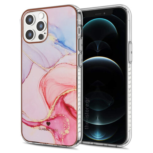 Glossy Watercolor Case Pink iPhone 12/12 Pro ΘΗΚΕΣ OEM