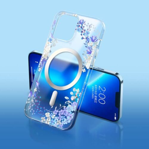 OEM iPhone 13 Pro Max MagSafe Case Flowers Frosted Clear ΘΗΚΕΣ ΟΕΜ