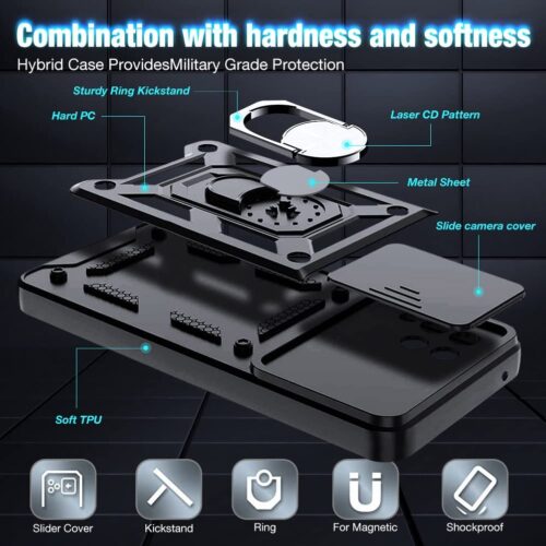 Combo Kickstand Slide Camera Case Black Samsung Galaxy A12/M12 ΘΗΚΕΣ OEM