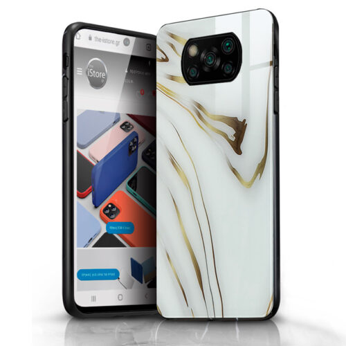 Glossy Marble White Gold Case Xiaomi Poco X3 NFC/X3 Pro ΘΗΚΕΣ OEM
