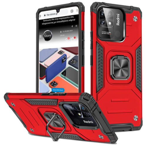 Armor Ringstand Case Red Xiaomi Redmi 10C ΘΗΚΕΣ OEM