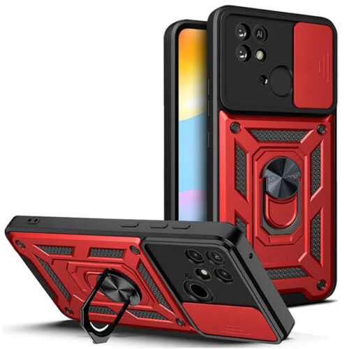 Combo Kickstand Slide Camera Case Red Xiaomi Redmi 10C ΘΗΚΕΣ OEM
