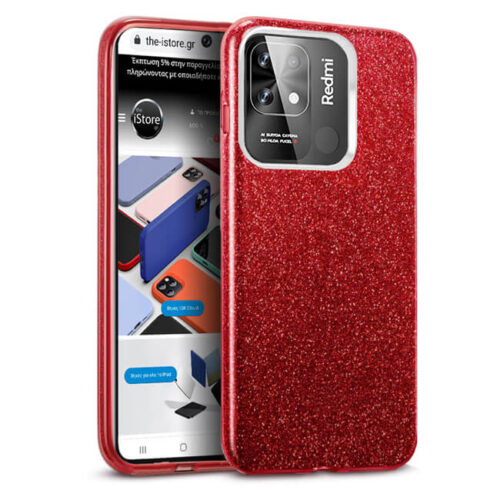 Hybrid Strass Red Case Xiaomi Redmi 10C / Poco C40 ΘΗΚΕΣ OEM