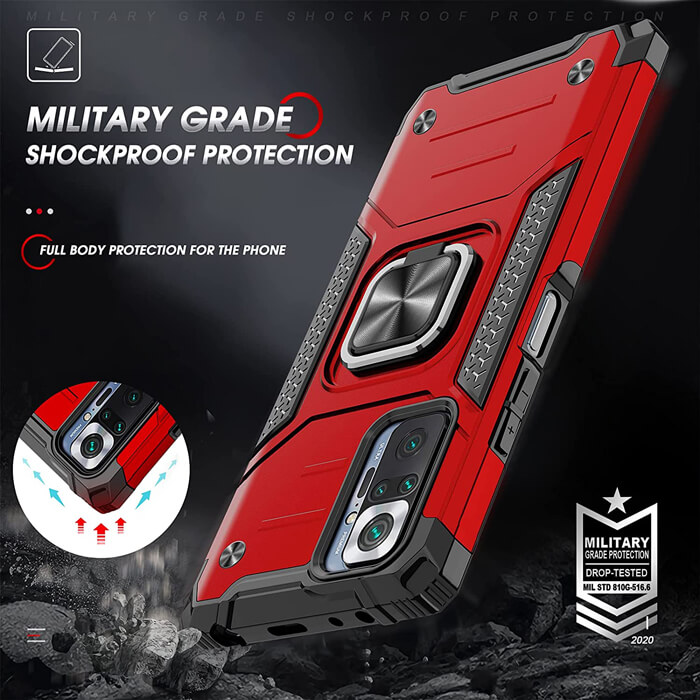 Armor Ringstand Case Red Xiaomi Redmi Note 10 5G/Poco M3 Pro 5G | The ...