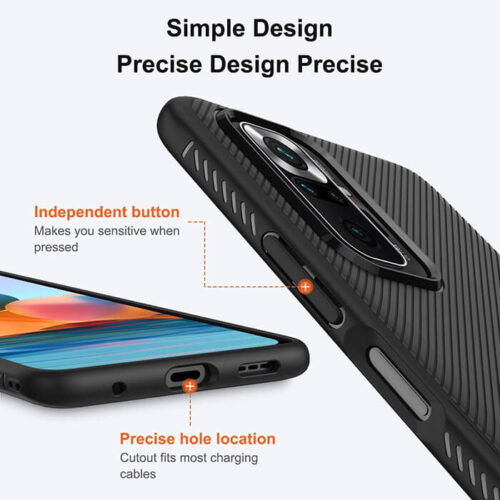 LENUO Twill Texture Black Case Xiaomi Redmi Note 10/Note 10s ΘΗΚΕΣ OEM