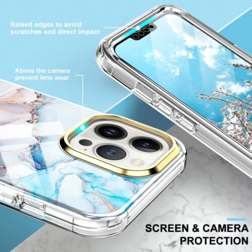 iPhone 13 Pro Max Full Body 360 Case Marble Aquamarine ΘΗΚΕΣ OEM