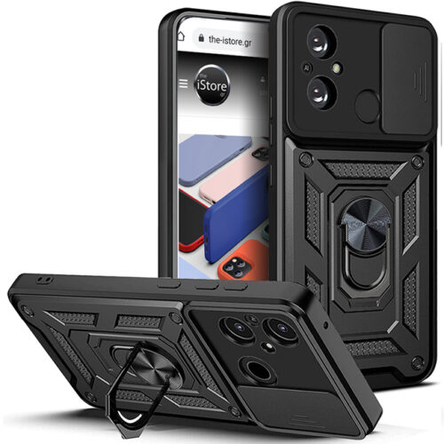Combo Kickstand Slide Camera Case Black Xiaomi Redmi 12C ΘΗΚΕΣ OEM