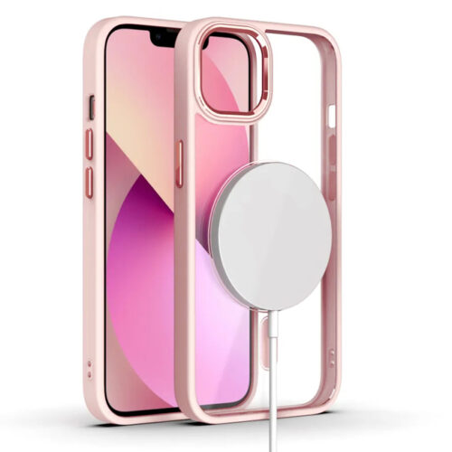Θήκη iPhone 14/13 Orso MagSafe Metal Tone Clear Pink ΘΗΚΕΣ Orso