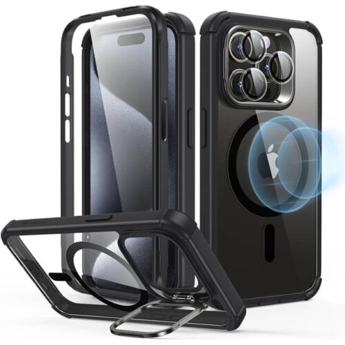 Θήκη ESR Armor Tough with Stash Stand HaloLock Magsafe Clear Black iPhone 15 Pro Max ΘΗΚΕΣ ESR