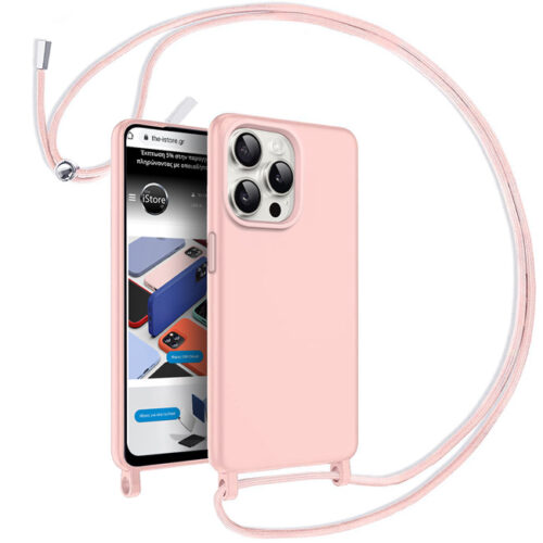 Θήκη Liquid Silicone Κορδόνι Pink Sand iPhone 15 Pro ΘΗΚΕΣ OEM