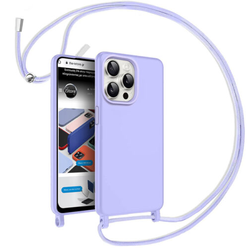 Θήκη Liquid Silicone Κορδόνι Violet iPhone 15 Pro Max ΘΗΚΕΣ OEM