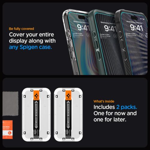 Spigen EZ Fit GLAS.tR Oleophobic Coated Tempered Glass iPhone 15 Pro (2-Pack) ΠΡΟΣΤΑΣΙΑ ΟΘΟΝΗΣ Spigen