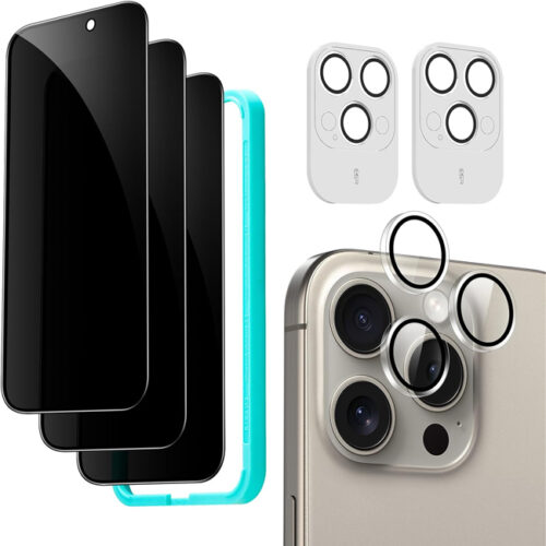 (3+2) ESR Full Cover Privacy Tempered Glass + Camera Lens Clear iPhone 15 Pro Max (With Easy Installation Kit) ΠΡΟΣΤΑΣΙΑ ΟΘΟΝΗΣ ESR