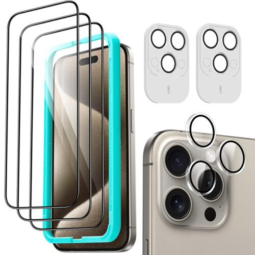 (3+2) ESR Premium Quality Full Cover Tempered Glass + Camera Lens Clear iPhone 15 Pro Max ΠΡΟΣΤΑΣΙΑ ΟΘΟΝΗΣ ESR