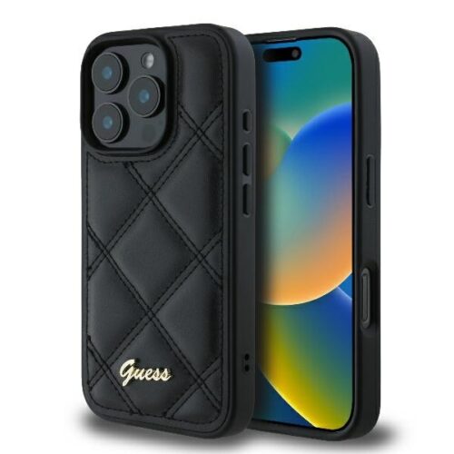 Θήκη Guess Quilted Metal Logo Black iPhone 16 Pro ΘΗΚΕΣ Guess