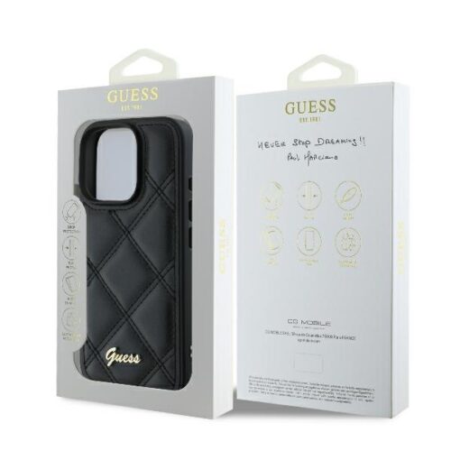 Θήκη Guess Quilted Metal Logo Black iPhone 16 Pro ΘΗΚΕΣ Guess